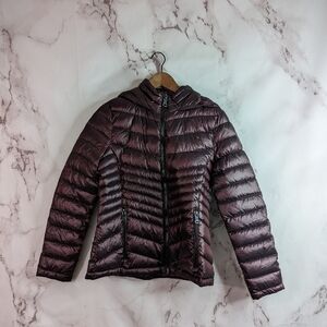 Calvin Klein Down Puffer Jacket Coat Hood Size Small Red Full Zip